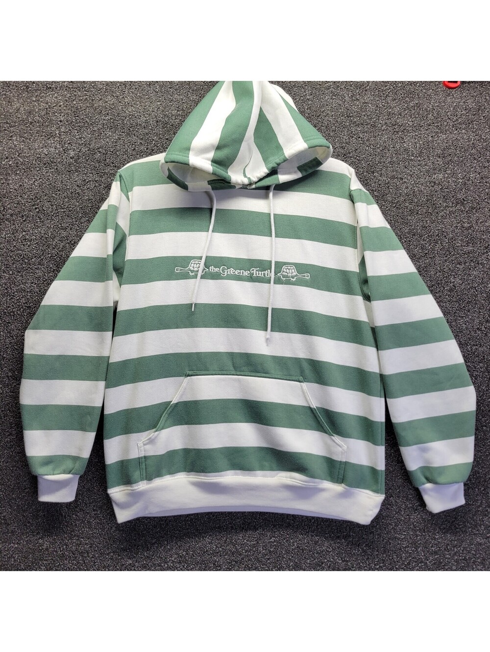 The Greene Turtle Green Striped Pullover Hoodie Tipsy Brand Men's Sz M